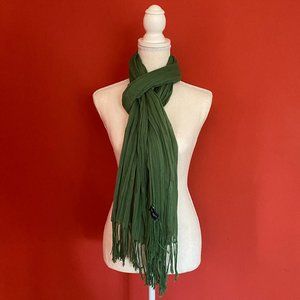 Green scarf with fringe